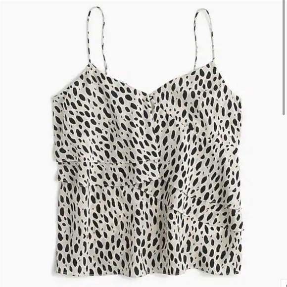 J Crew 100% Silk Animal Print Ruffle Cami Top - Picture 3 of 5